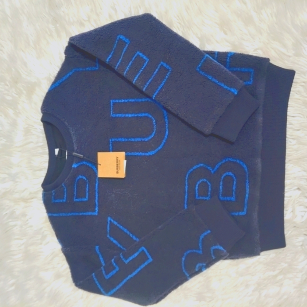Burberry Cozy Navy Fleece sweater with Blue Accents For Kids